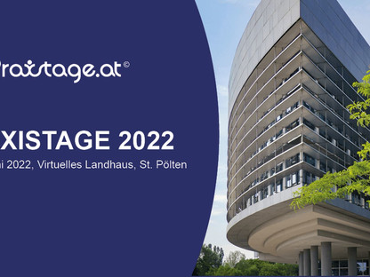 Das Logo der Praxistage und das Landhaus in St. Pölten.
