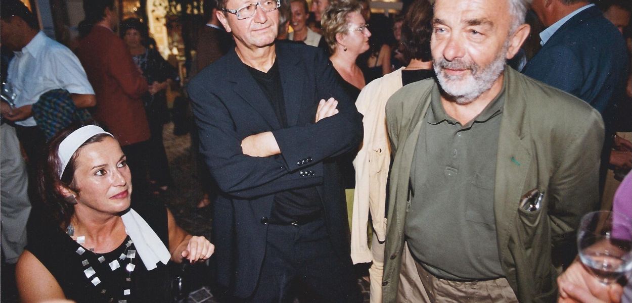 Arnulf Rainer mit Eva und Karl Heinz Maringer.