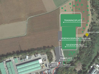 Plandarstellung einer möglichen Umsetzung der Sportanlage beim Wirtschaftshof. 