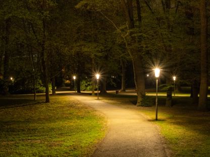 Die LED-Beleuchtung sorgt für energiesparendes und stimmungsvolles Licht im Hammerpark. (Foto: Christian Krückel)