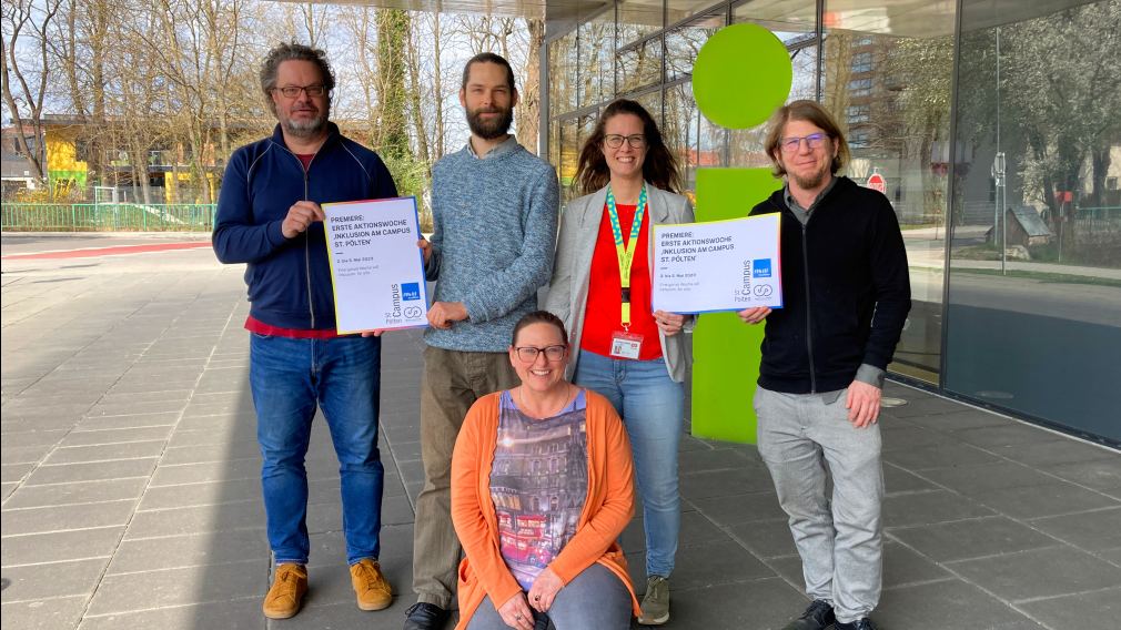 Die Organisator:innen der Aktionswoche Inklusion am Campus St. Pölten. (Foto: Diana Lettner, Campus St. Pölten)