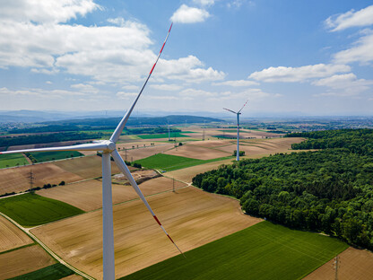 Eine Luftaufnahme des Windparks in Pottenbrunn. (Foto: Arman Kalteis)