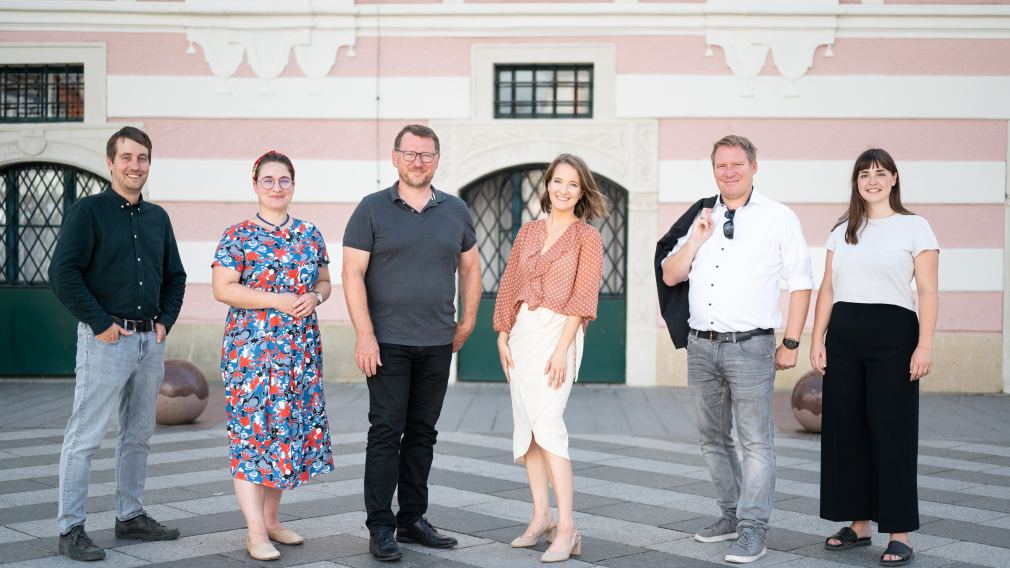 Das Team der Klimakoordinationsstelle: David Obergruber, Christina Birett, Franz Gruber, Carina Wenda, Martin Gruber-Dorninger, Dora Schilling (v.r.n.l.).