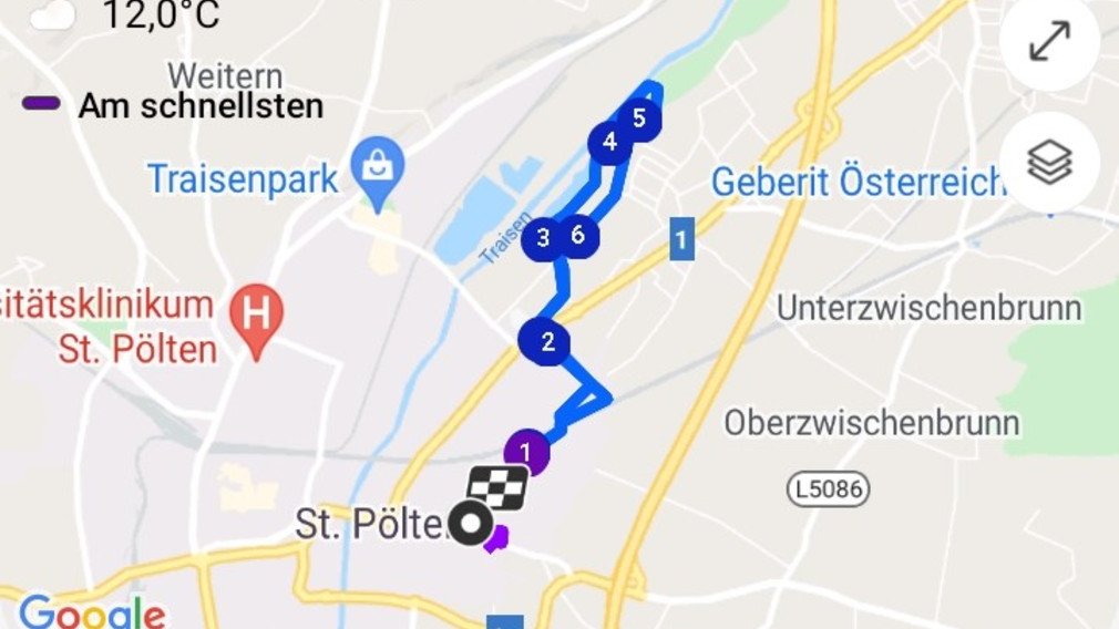 Screenshot einer Wegaufzeichnung. Foto: Hildegard Amasser