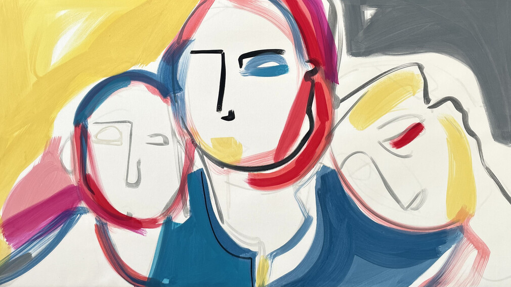 Antonia Riederer - ZUNEIGUNG, 2022; Acrylfarbe auf Leinwand, 91,5 x 167 cm (Foto: Antonia Riederer)