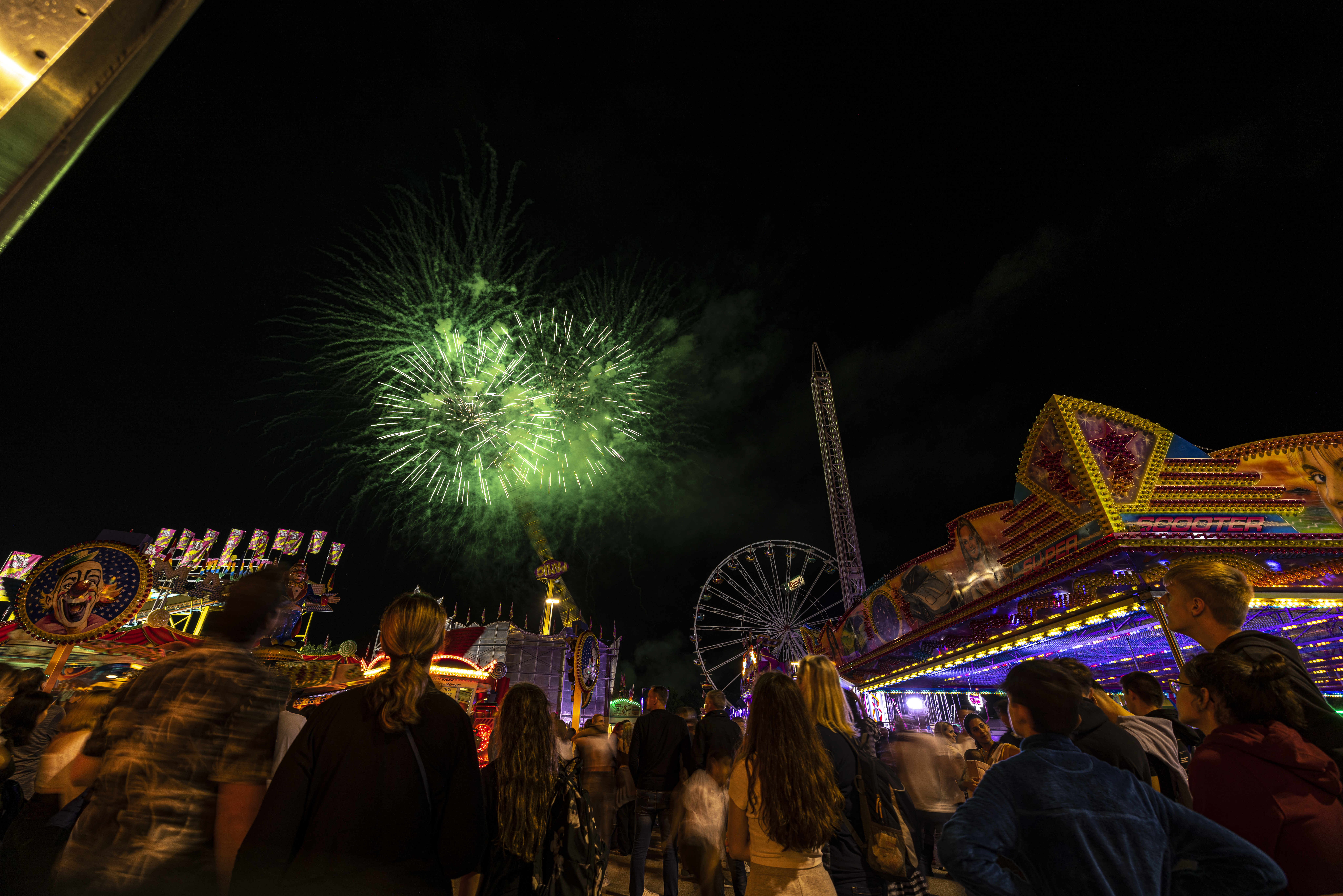Das Green Line Feuerwerk der ARGE Volksfest.