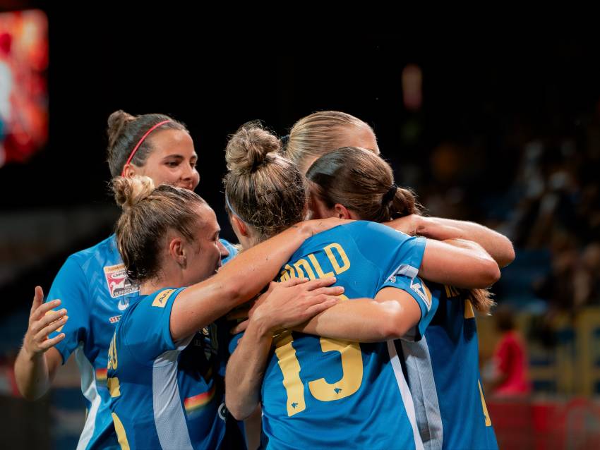 Die Wölfinnen des SKN St. Pölten in der NV Arena. (Foto:  SKN St. Pölten Frauen)