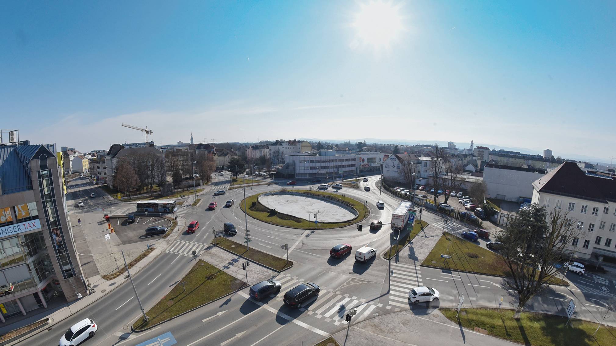 Luftaufnahme vom Europaplatz in Richtung Süden. (Foto: Josef Vorlaufer)